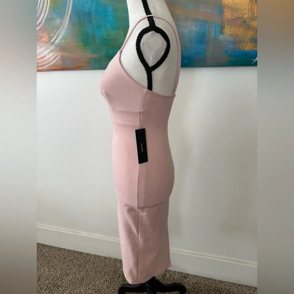 Lulus New With Tags Blush Pink Don’t Tell ‘Em Bodycon Midi Dress Size S - Picture 8 of 14